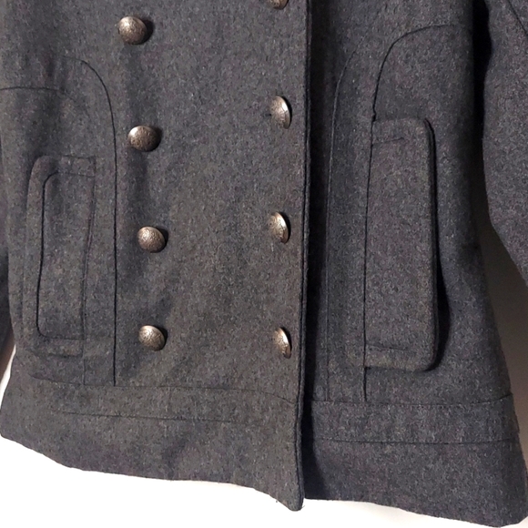 GRASS COLLECTION Women's Grey Button Up Lined Pea Coat - Picture 8 of 15